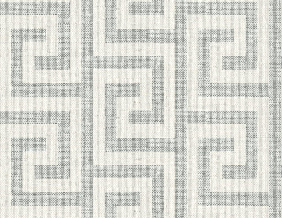 Seabrook Designs Luna Retreat Greek Key Pewter Wallpaper Sample LN41208