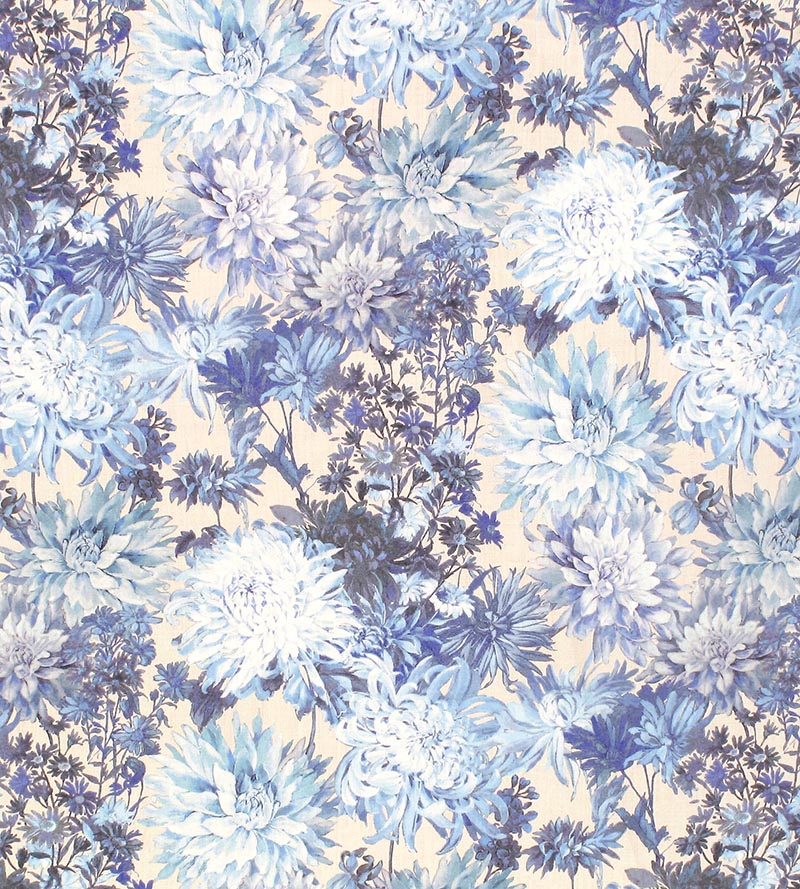 Grey Watkins Grey'S Flower Garden Blues Fabric LO 00018037