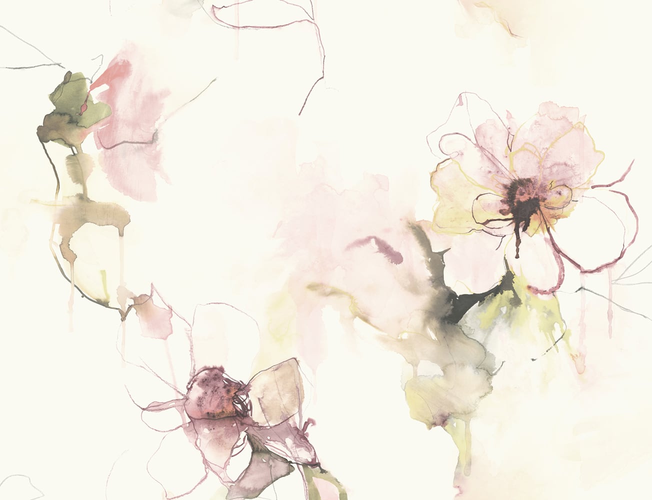 Seabrook Designs Anemone Watercolor Floral Pink Lemonade And Wine Wallpaper LW50001