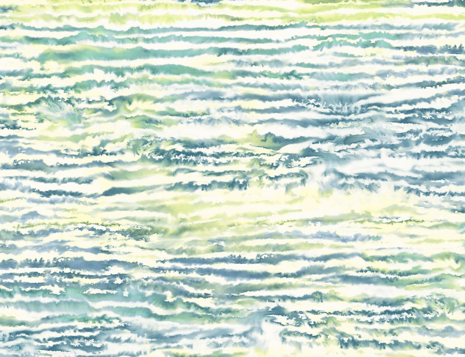 Seabrook Designs Watercolor Waves Deep Sea And Spring Green Wallpaper LW50504