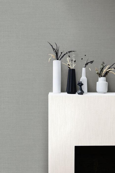 Seabrook Designs Cardboard Faux Metallic Pearl And Heather Gray Wallpaper LW50700