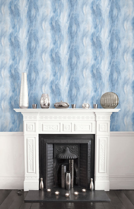 Seabrook Designs Smoke Texture Embossed Vinyl Blue Lake Wallpaper LW50902