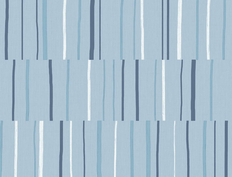 Seabrook Designs Block Lines Bluebird, Navy, And Glacier White Wallpaper Sample LW51212