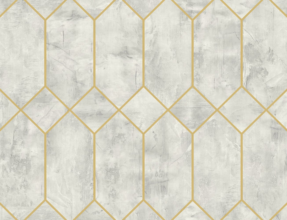 Seabrook Designs Geo Faux Silver Birch And Metallic Gold Wallpaper Sample LW51610