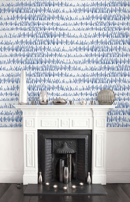 Seabrook Designs Brush Marks Navy And White Wallpaper LW51802