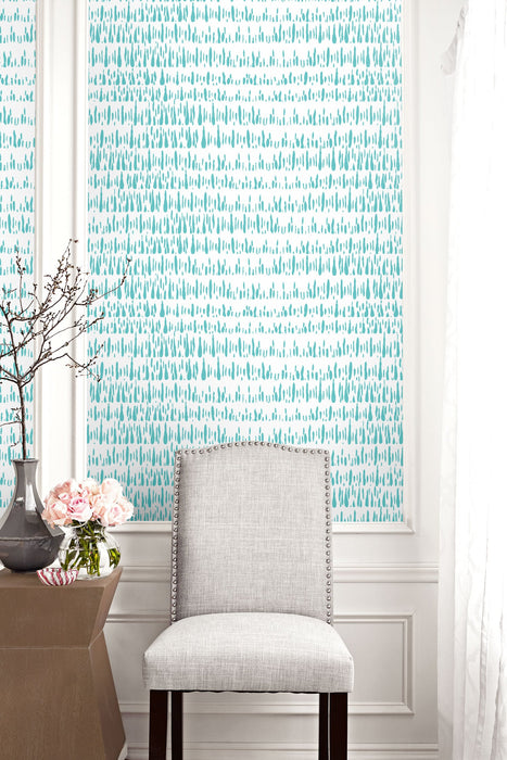 Seabrook Designs Brush Marks Teal And White Wallpaper LW51804