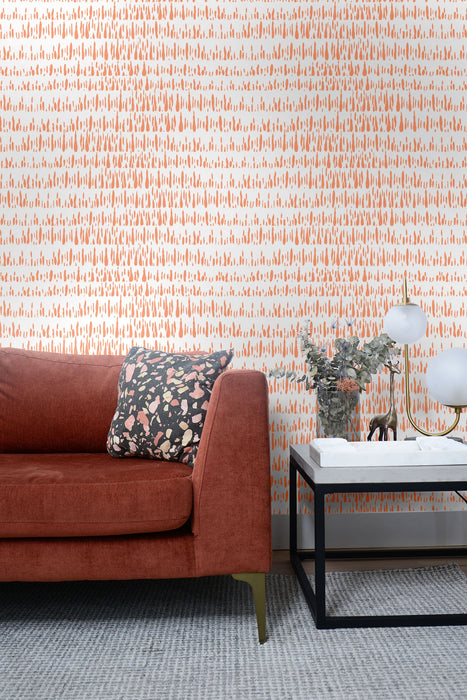 Seabrook Designs Brush Marks Orangesicle Wallpaper Sample LW51806