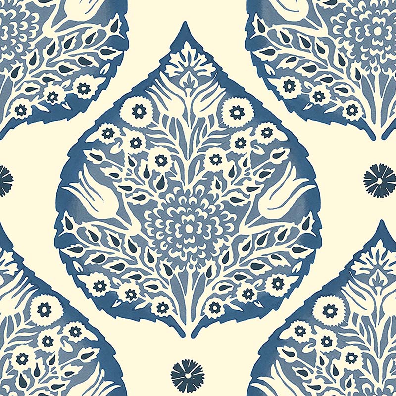 Galbraith & Paul Lotus Cobalt Wallpaper Sample