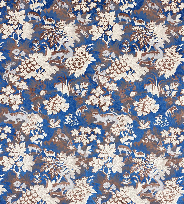 Old World Weavers Tails Tale Blue Wood Fabric Sample M1 00010264