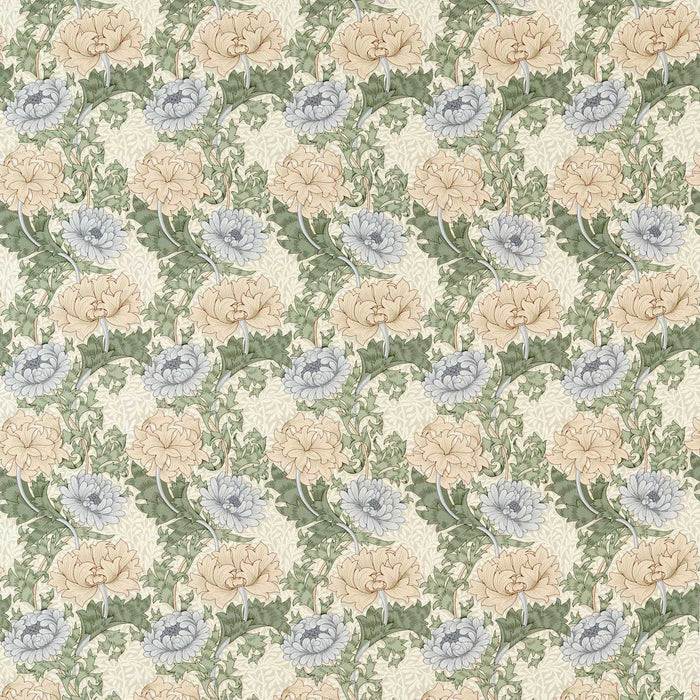 Morris & Co Chrysanthemum Mineral/Cream Fabric MAMB227101