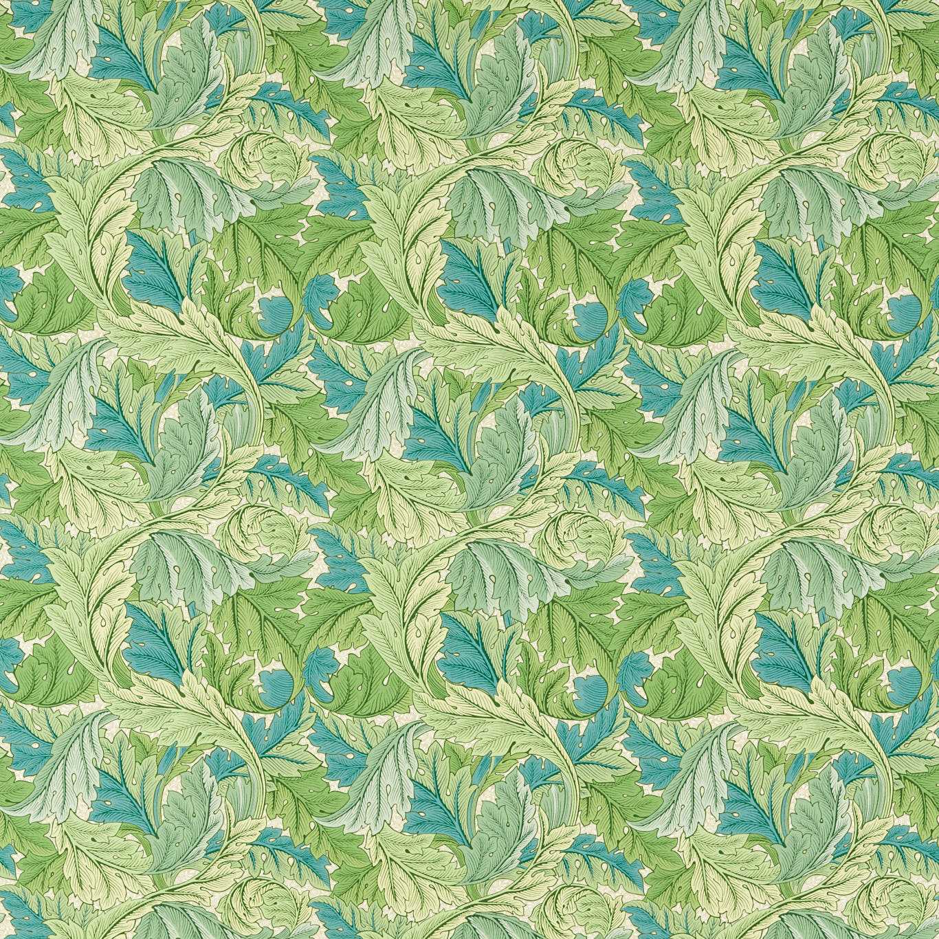 Morris & Co Acanthus Nettle/Sky Blue Fabric Sample MAMB227114