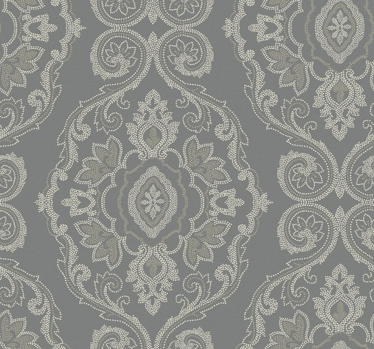 Seabrook Designs Nautical Damask Black Sands Wallpaper MB30300