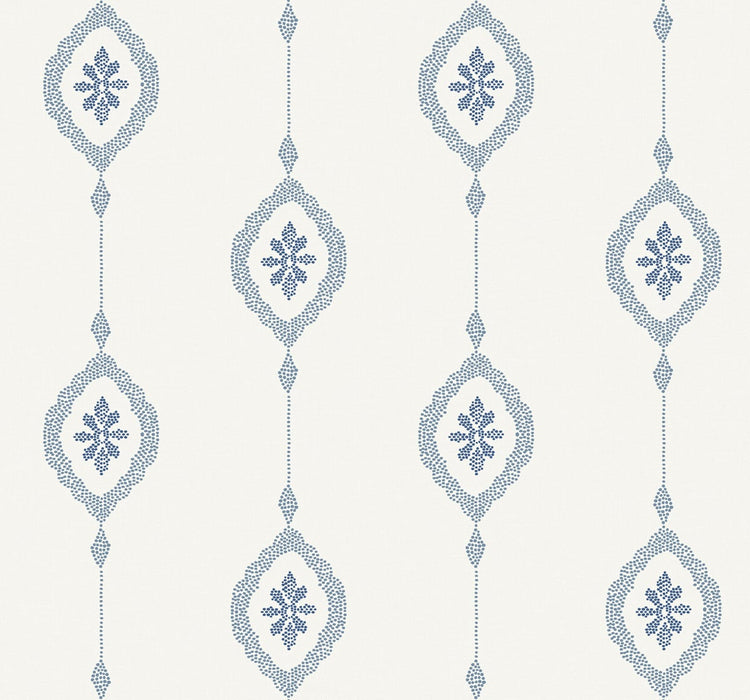 Seabrook Designs Sand Dollar Stripe Coastal Blue Wallpaper MB30512