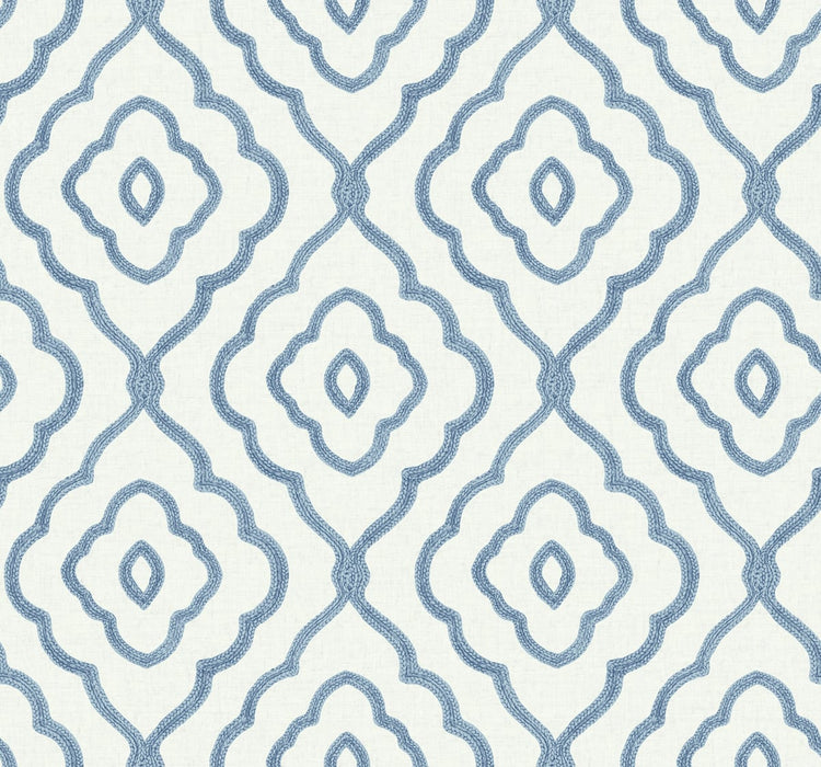 Seabrook Designs Seaside Ogee Blue Oasis Wallpaper Sample MB30902