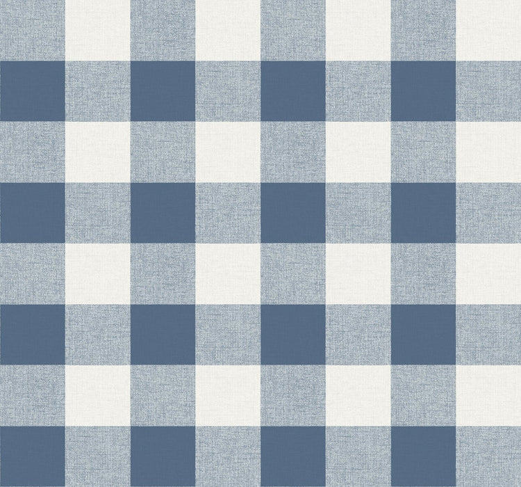 Seabrook Designs Picnic Plaid Coastal Blue Wallpaper Sample MB31902