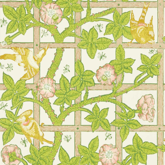 Morris & Co Trellis Summer Yellow 217104 Wallpaper Sample MCOW217104