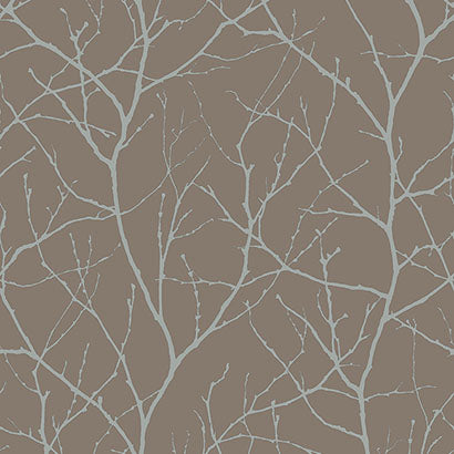 York Trees Silhouette Mocha & Silver Wallpaper MD7121