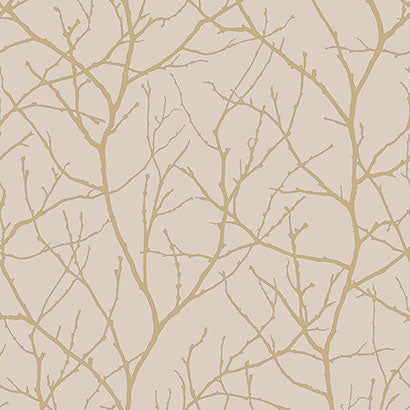 York Trees Silhouette Beige & Gold Wallpaper MD7122