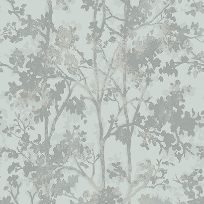 York Shimmering Foliage Spa & Silver Wallpaper MD7142