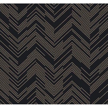 York Polished Chevron Black & Gold Wallpaper MD7221