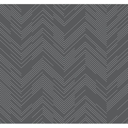 York Polished Chevron Charcoal & Silver Wallpaper MD7226