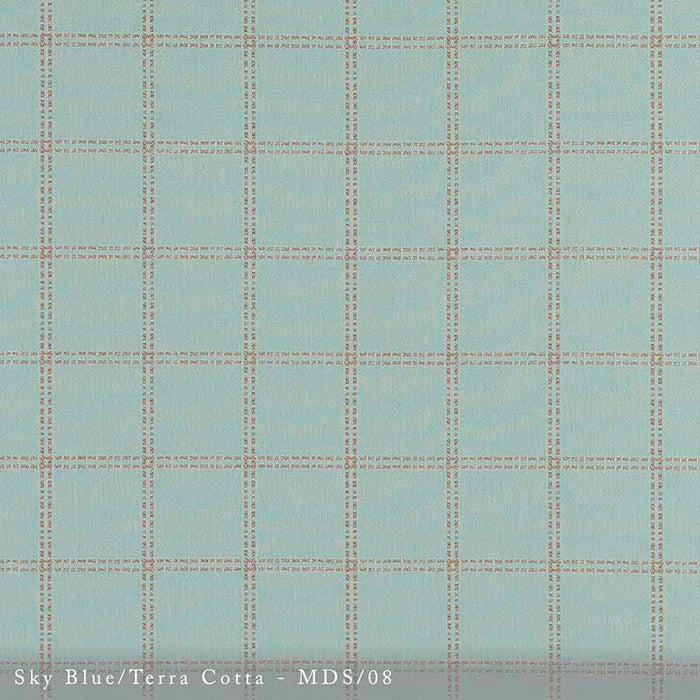 Lisa Fine Madras - Performance Sky Blue/Terra Cotta Fabric Sample MDS-08