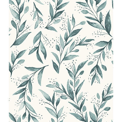 Magnolia Home Weekends Olive Branch Teal Wallpaper ME1536