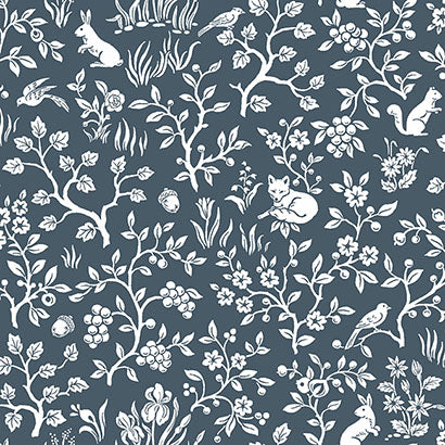 Magnolia Home Fox & Hare Navy Wallpaper ME1572