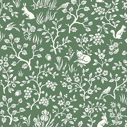 Magnolia Home Fox & Hare Forest Green Wallpaper ME1573