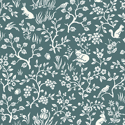 Magnolia Home Weekends Fox & Hare Teal Wallpaper ME1574