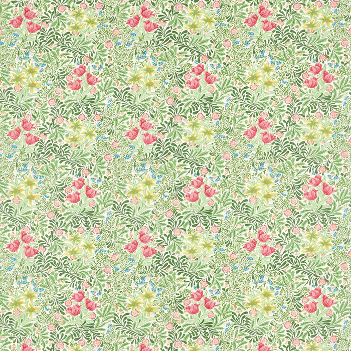 Morris & Co Bower Boughs Green/Rose Fabric Sample MEWF227027