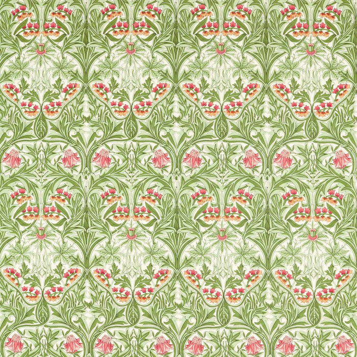 Morris & Co Bluebell Leaf Green/Sweet Briar Fabric Sample MEWF227038