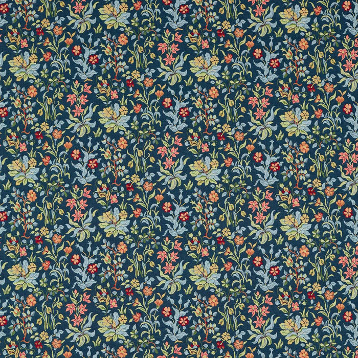 Morris & Co Flowers by May Indigo Fabric MEWF237313