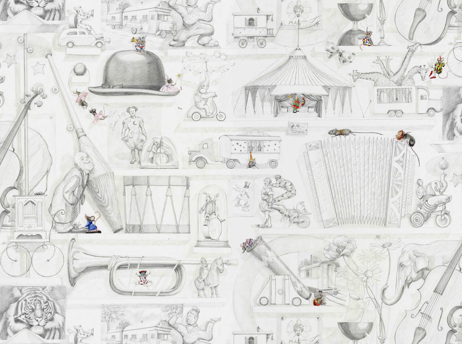 Pierre Frey Circus Mine De Plomb Wallpaper Sample FP439001