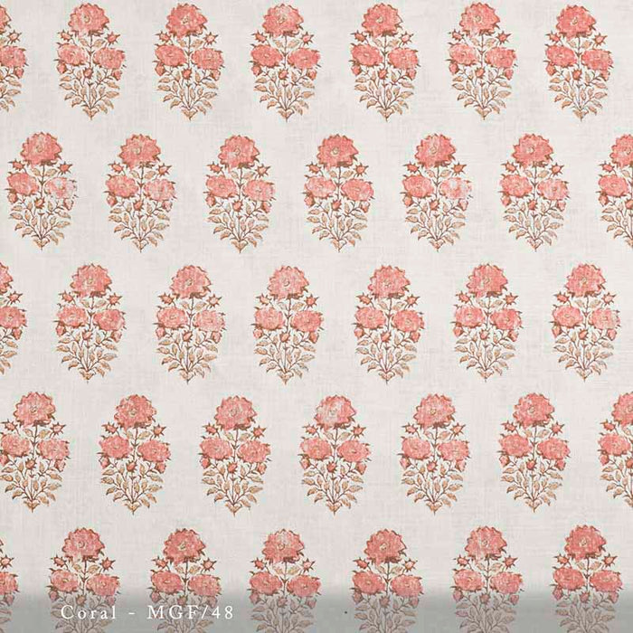 Lisa Fine Mughal Flower Coral Fabric Sample MGF-48