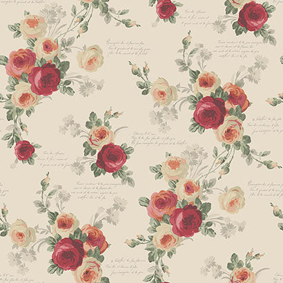 Magnolia Home Heirloom Rose Red & Beige Wallpaper MH1526