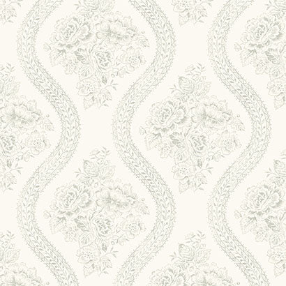 Magnolia Home Coverlet Floral Grey & Off White Wallpaper MH1595