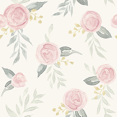 Magnolia Home Watercolor Roses Pink Wallpaper MK1125