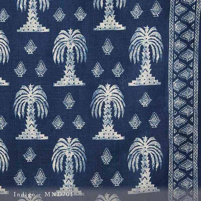 Lisa Fine Mandalay Indigo Fabric Sample MND-01