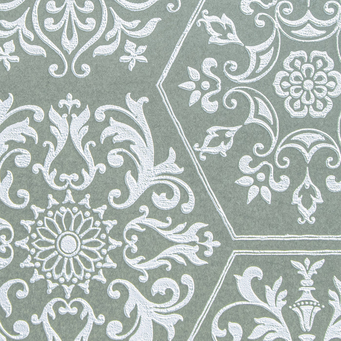 Maya Romanoff Serigraph Brocade Embellished Blue Wallpaper Sample MR-SPB-1506