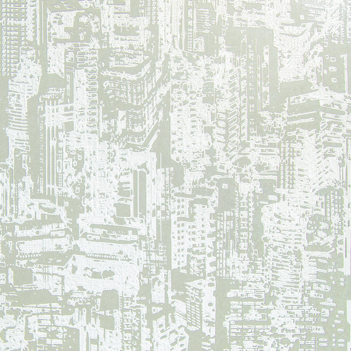 Maya Romanoff Serigraph CityScape Engraved Gray Wallpaper Sample MR-SPC-1033