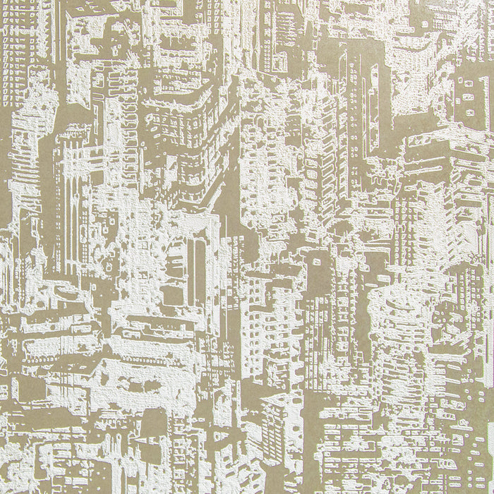 Maya Romanoff Serigraph CityScape Etched Linen Wallpaper Sample MR-SPC-1177