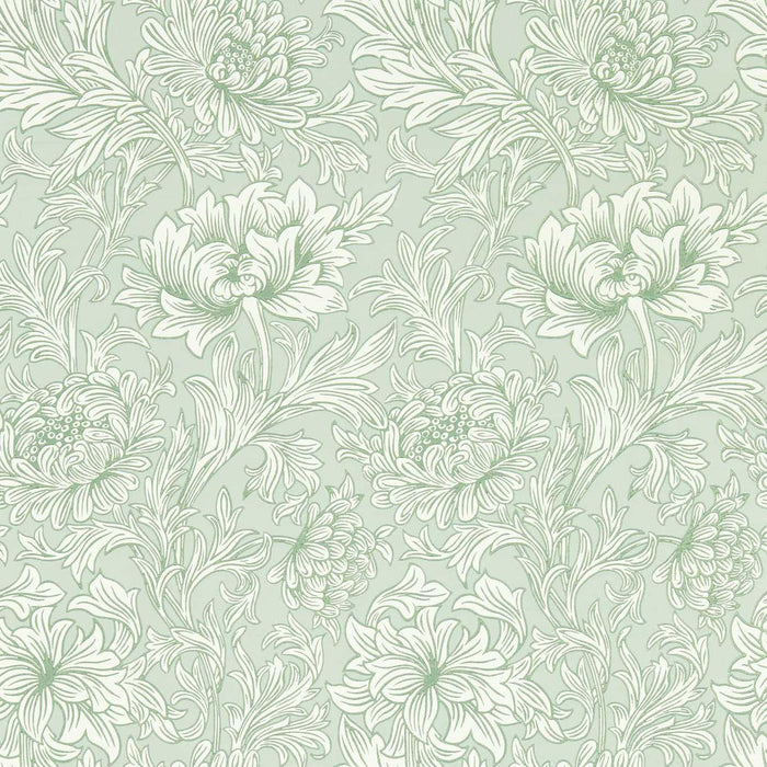 Morris & Co Chrysanthemum Toile Willow 217069 Wallpaper Sample MSIM217069