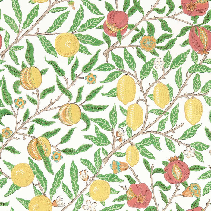 Morris & Co Fruit Leaf Green/Madder 217086 Wallpaper Sample MSIM217086