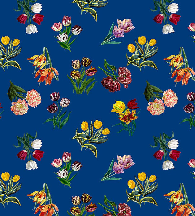 Nicolette Mayer Etudes De Fleurs Blue Fabric Sample N4 0002ETUD