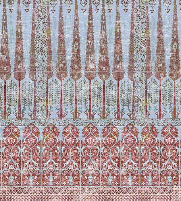 Nicolette Mayer Topkapi Garden Cotton Garden Turquoise Fabric Sample N4 1015TO1C