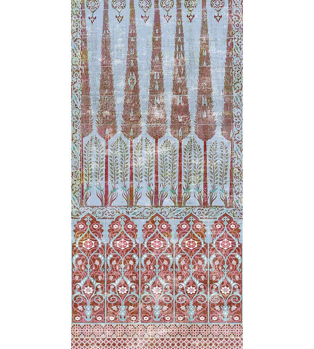 Nicolette Mayer Topkapi Garden Cotton Garden Turquoise Fabric Sample N4 1015TO1C