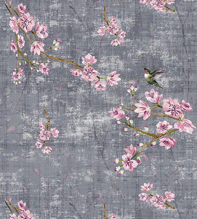 Nicolette Mayer Blossom Fantasia - Sheer Charcoal Fabric Sample N4 1039BL10