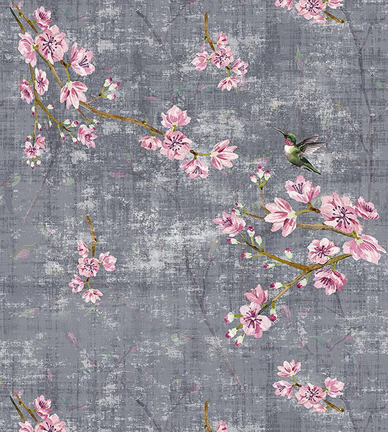 Nicolette Mayer Blossom Fantasia - Sheer Charcoal Fabric N4 1039BL10