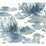 York Water Lily Dark Blue Wallpaper NA0527